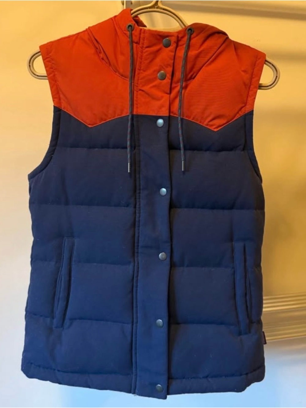 Patagonia Navy and Orange Bivy Vest- Size XS
